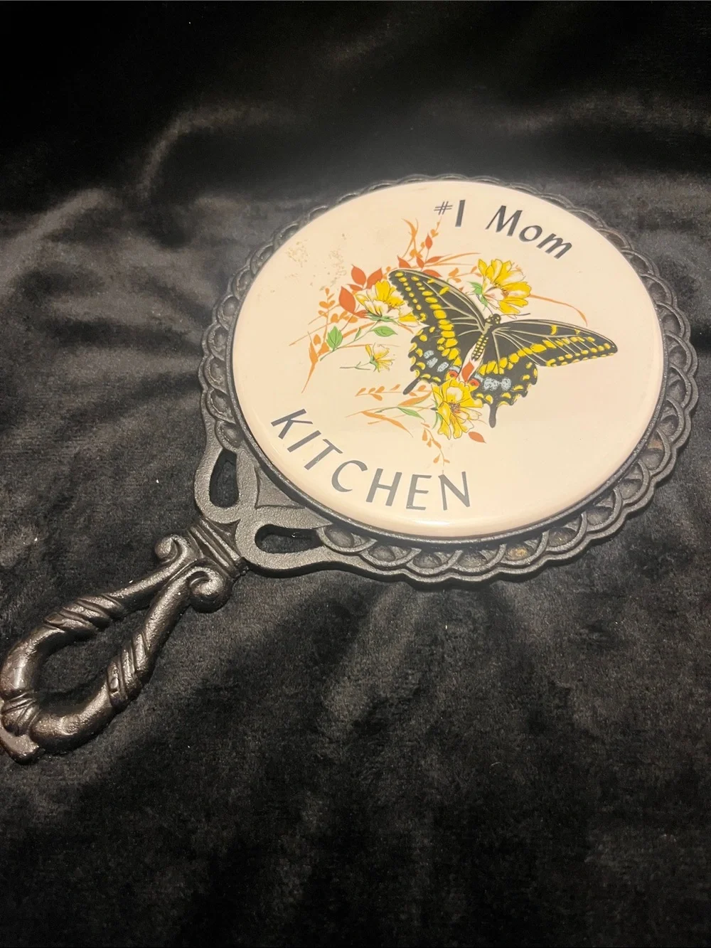 Vintage Trivet Hot Plate Holder butterfly cast iron kitchen decor